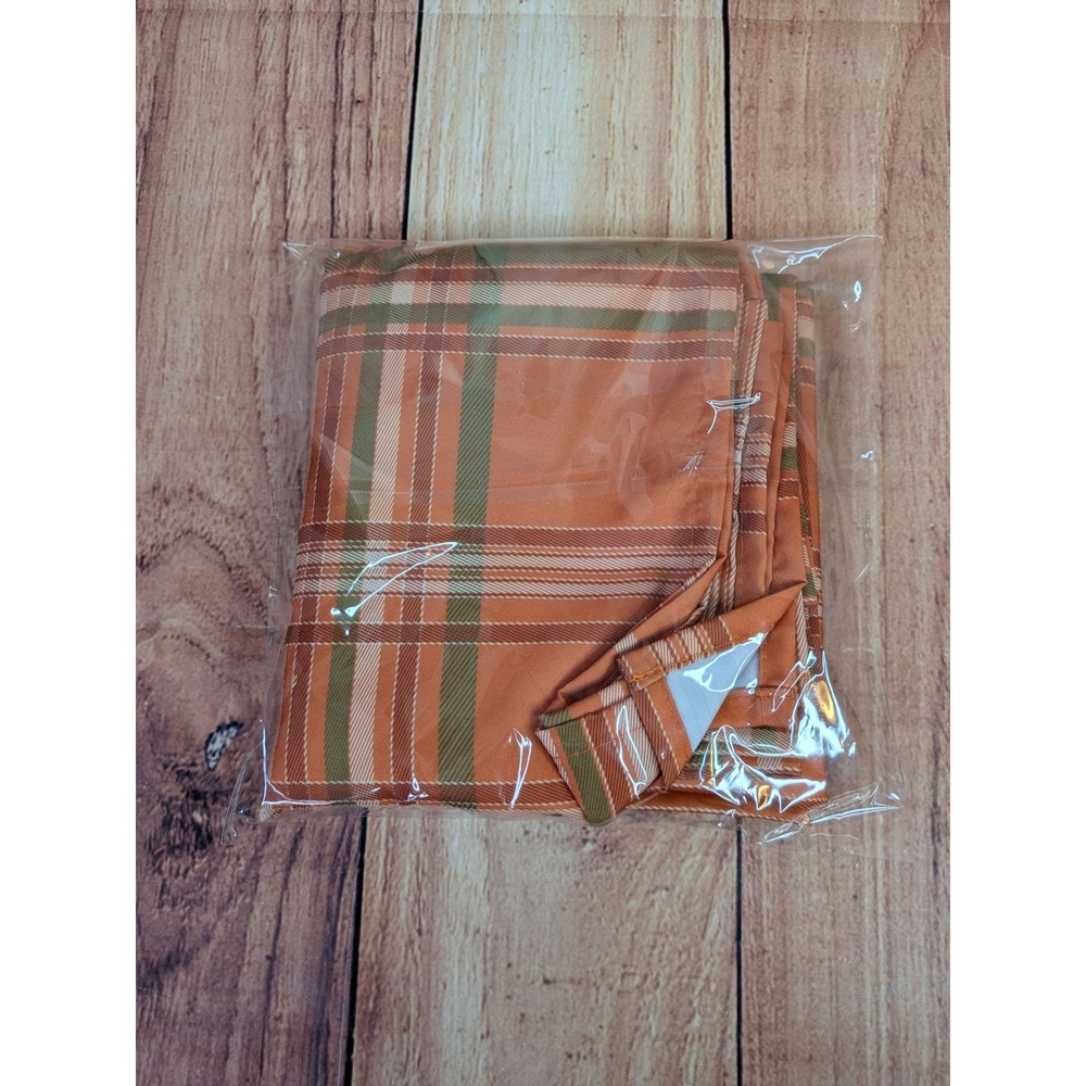 Square Orange Plaid Tablecloth 55x55" Orange Green Fall Autumn Farmhouse Decor